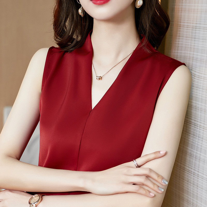 Professional Commute V-Neck Camisole Women's Suit Inner Layer Summer Base Satin Sleeveless Shirt Outerwear Women's Top