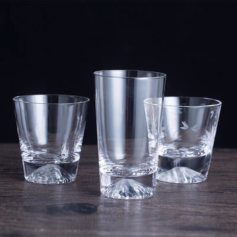 Japanese Mount Fuji Glass River Nitron Household Creative Heat-resistant Snow Mountain Cup Crystal Cherry Blossom Whisky Cup