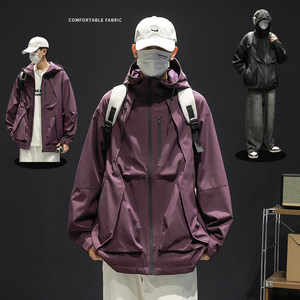 Plus-Size Men's Loose-Fitting Trendy Windproof Work Jacket for Spring and Autumn, Casual Oversized Jacket for Big and Tall Men