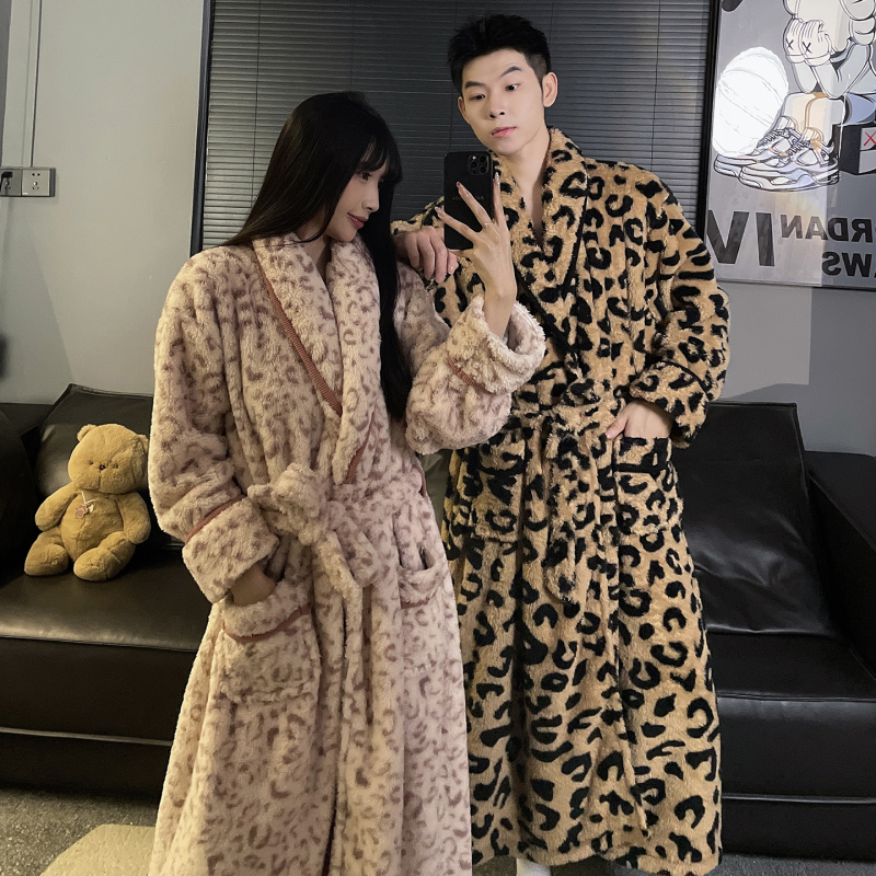 Couple Bathrobes Autumn and Winter Women's Nightgown Coral Velvet Large Size Bathrobe 2025 New Long Men's Pajamas Couple Bathrobes Autumn and Winter Women's Nightgown Coral Velvet Large Size Bathrobe 2025 New Long Men's Pajamas