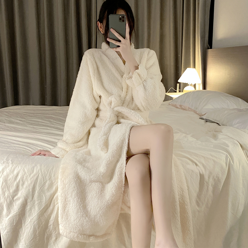 Women's Winter Nightgown, Fleece-Lined and Thickened Bathrobe, Plush 2025 New Coral Fleece Autumn and Winter Long Dressing Gown Nightdress Women's Winter Nightgown, Fleece-Lined and Thickened Bathrobe, Plush 2025 New Coral Fleece Autumn and Winter Long Dressing Gown Nightdress