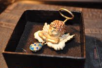 Western antique vintage glaze painted stereo blond hair with winged angel with diamond tip needle lonely