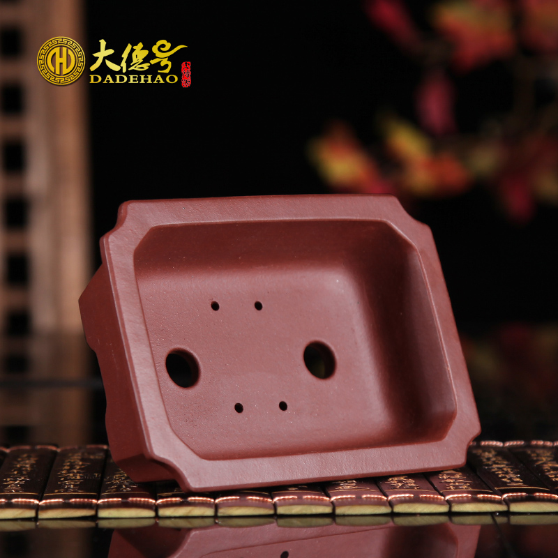 Carved made purple sand flowerpot corner cut small rectangle potted potted green plant desk fleshy the plants indoors