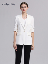Acetate White Linen Small Suit Jacket Woman Career Suit Women West Suit Positive Dress Presenter Beauty Salon Workwear