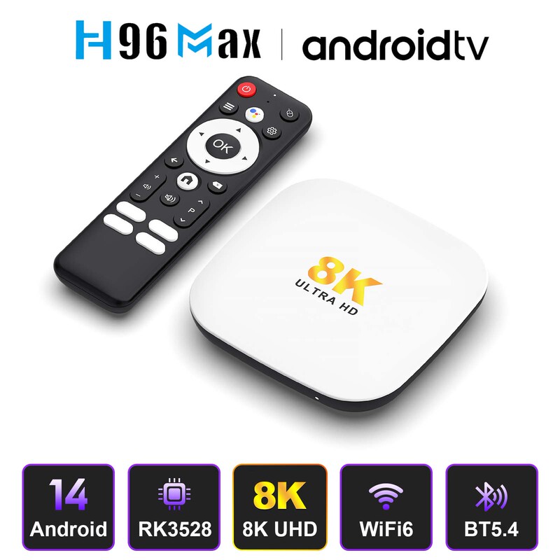 H96 Max M2 Plus Android Tv Box Quad Core Wifi6 Bluetooth 4K 8K Uhd
