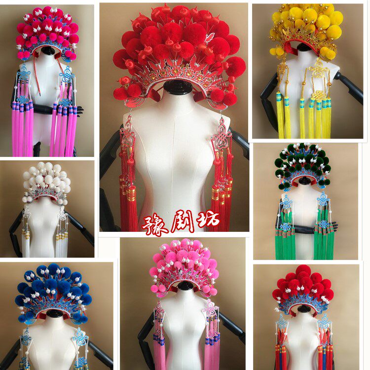 Drama supplies Drama hat Helmet Phoenix crown Xia cape Ancient costume headdress Stage catwalk Seven star Phoenix crown Phoenix head Pompom Phoenix crown