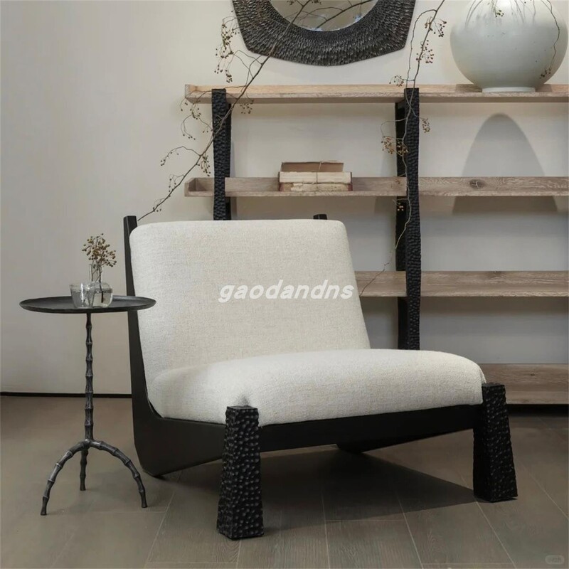 Second-Hand Solid Wood Single Sofa Chair, Modern Minimalist Off-White Living Room Designer Chair, High-End Meeting and Leisure Chair Second-Hand Solid Wood Single Sofa Chair, Modern Minimalist Off-White Living Room Designer Chair, High-End Meeting and Leisure Chair