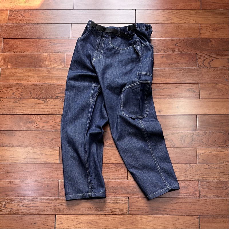 Japanese Style Trendy Outdoor Multi-Pocket Climbing Jeans for Men and Women, Couple Style Loose Straight Casual Workwear Jeans