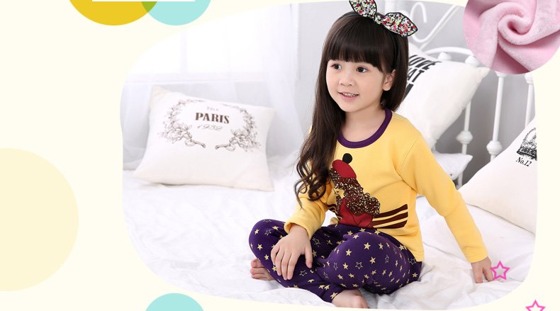 Bộ đồ lót nhiệt mùa thu và mùa đông cho trẻ em cộng với nhung dày cho bé trai và bé gái Quần áo mùa thu quần dài trong bộ đồ ngủ cotton trẻ em lớn đồ bộ mặc nhà cho be gái 10 tuổi