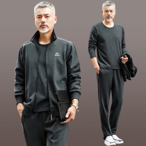 Middle-aged and elderly sports suit mens spring and autumn three-piece large-size casual suit mens father autumn suit father suit