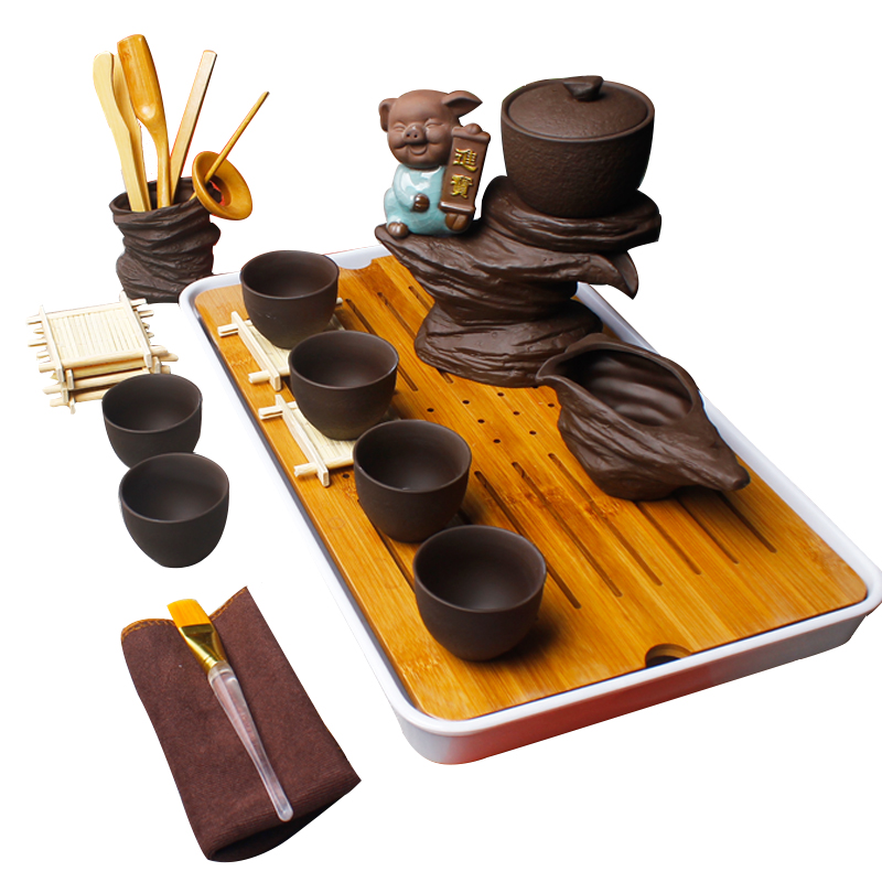 Kung fu tea set automatically suit household small tea table fit the sitting room is contracted and I violet arenaceous lazy teapot