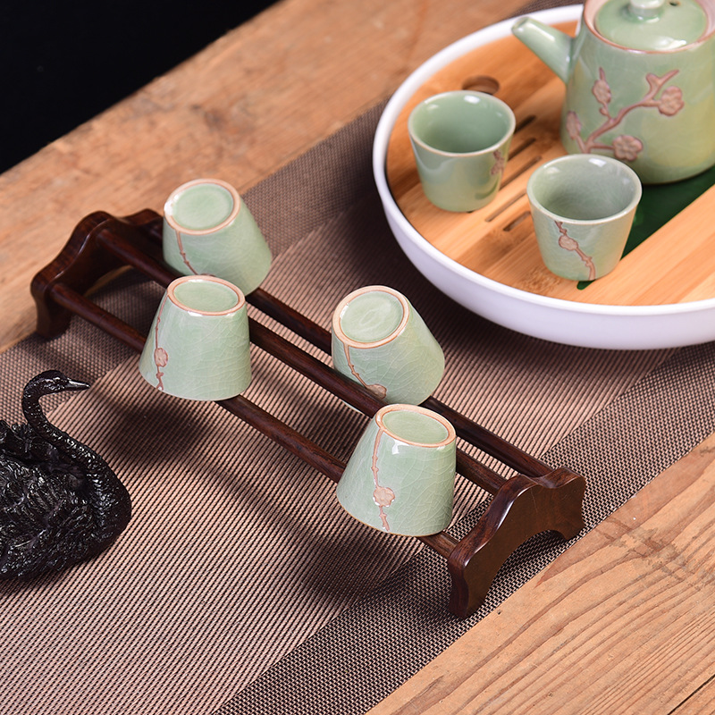 T put teacup r ebony wood shelf cupholders household air crossover vehicle cup mat cup tea tea set