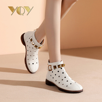 Sandals 2021 new womens summer hole shoes womens leather hollow short boots fashion Roman shoes flat shoes women