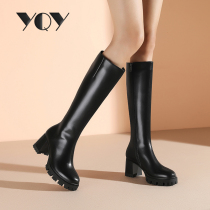 Thick heel boots women autumn and winter 2021 New thick soled boots black high boots high heel boots female knight boots