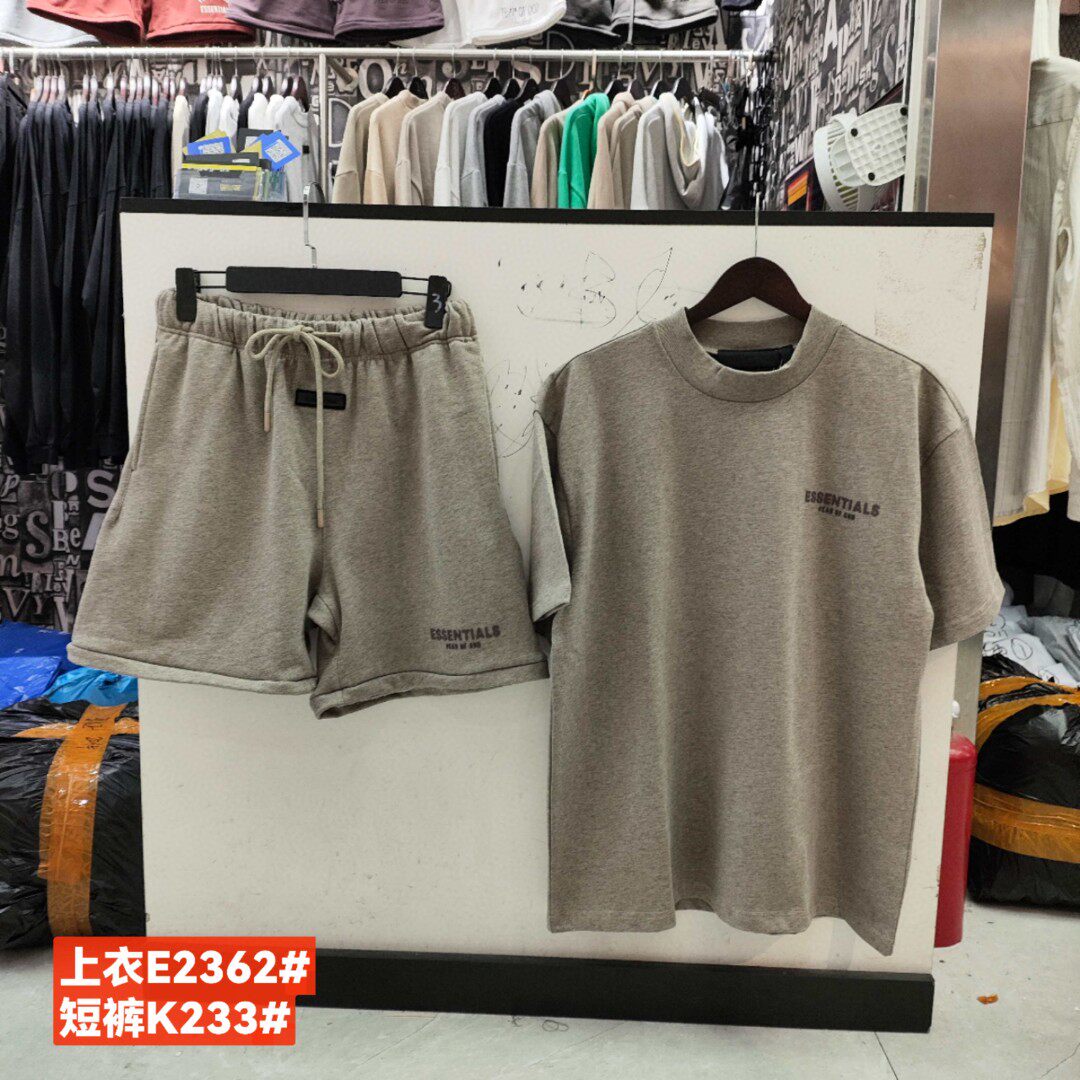 Спортивный костюм для отдыха essentials欧美潮流时尚套装男女同款fog小高领正确t恤短袖短裤
