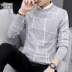 Áo len cổ tròn Playboy kẻ sọc nam 2019 mùa thu áo len mới phiên bản Hàn Quốc của xu hướng áo len thu đông - Cặp đôi áo len cardigan nam Cặp đôi áo len