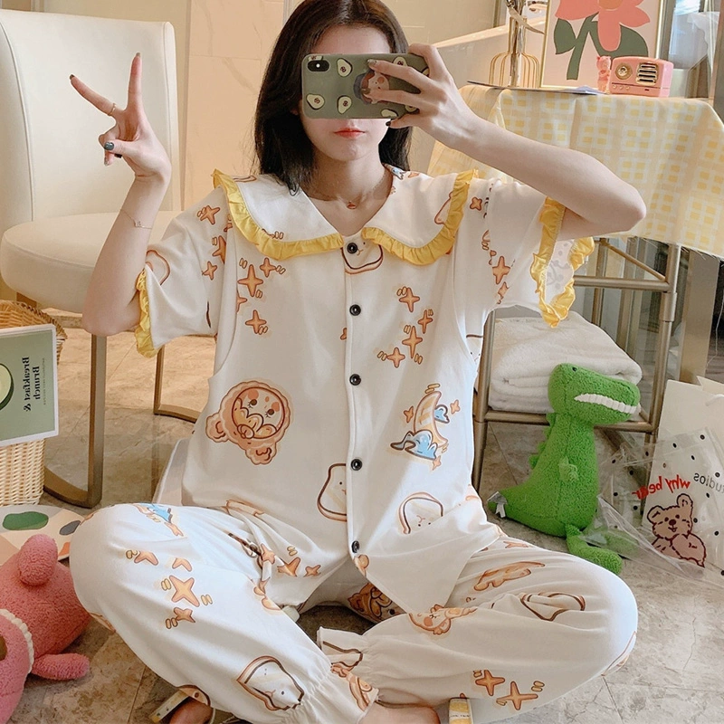Quần áo giam giữ mùa hè ngắn tay sau sinh 6 bộ đồ ngủ cho phụ nữ mang thai mùa xuân và mùa hè 7 bộ đồ cotton tinh khiết 8 bộ quần áo cho con bú 9 bộ quần áo dịch vụ viện dưỡng lão - Giải trí mặc / Mum mặc