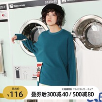  omont egg tart home retro printed round neck pullover sweater female thickened white long-sleeved student 2021 early autumn