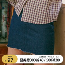  omont egg tart home retro college style high waist thin flash denim skirt female a-line skirt short skirt summer