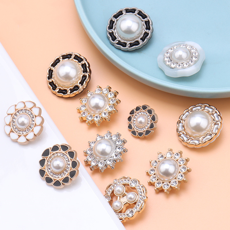 Round pearl button sweater coat metal button women's clothes coat small fragrance button wild decorative button
