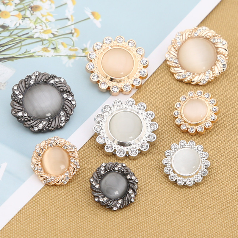 Women's sweater coat metal button top coat big button small fragrance high-end diamond-encrusted button rhinestone small button