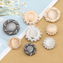 Womens Sweater Jacket Metal Button Top Coat Big Button Small Fragrance High-end Diamond Button Rhinestone Small Button