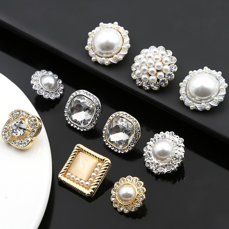 Metal pearl button coat sweater coat decorative button coat high-end button all-match round diamond small button
