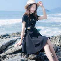  SANDRO MOSCOLONI small fragrance dress 2021 summer French retro waist thin black skirt fairy