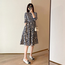 Sandro Mocoloni Spring Summers new 2023 retro temperament round-led Herbenstyle Fashion Shatters Dress dress