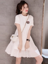 SANDRO MOSCOLONI2022 spring and summer new salt-able sweet lace splicing loose A character one-piece dress woman