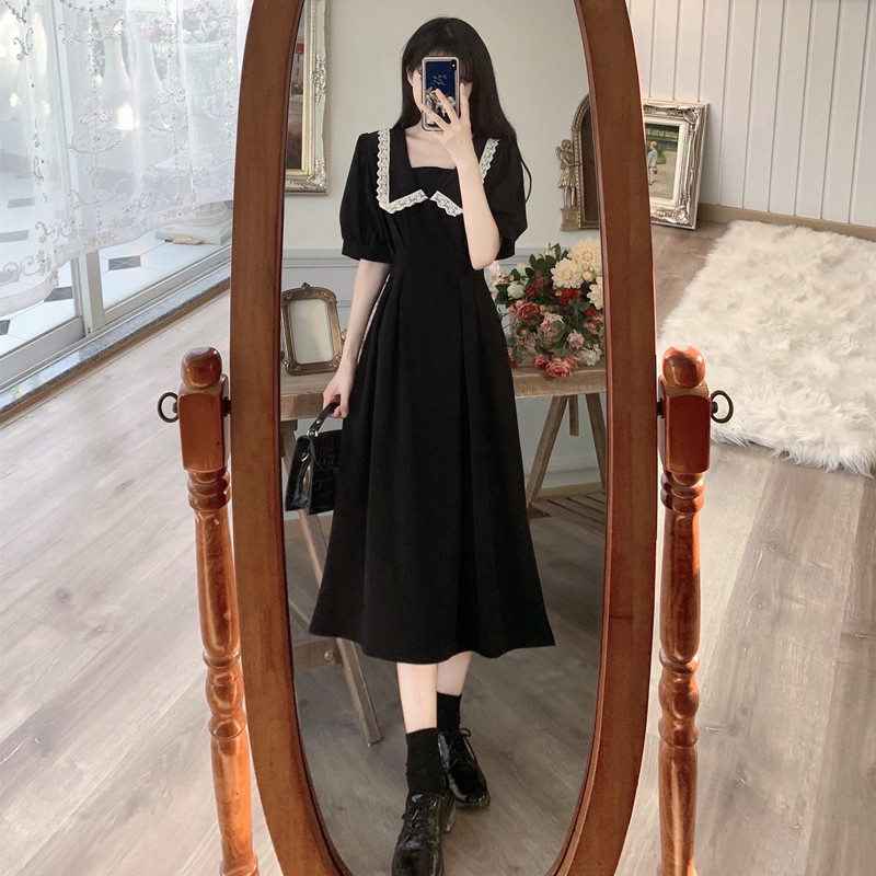 Sandro Moscoloni2023 summer large size dress fat sister cover belly French retro dress female