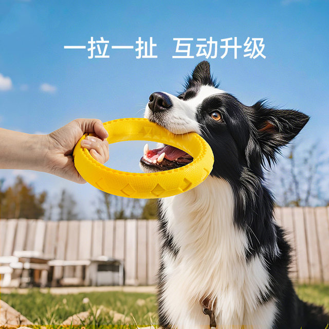 Dog Frisbee Toy Border Collie Golden Retriever Interactive Tug-Of-War Ring Wear-Resistant Bite-Resistant for Medium and Large Dogs Self-Entertainment Gadget