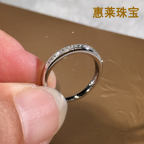 Wheeley jewelry 18K gold diamond row Diamond ring personality with ring protection ring broken Diamond simple Joker row ring girl