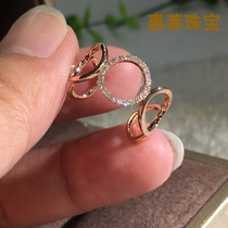 Huilai Jewelry 18K gold natural diamond five-ring ring shape ring for women Round hollow opening ring for women