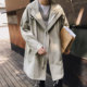 Áo gió nam mùa xuân / mùa thu 2019 mới của Hàn Quốc phiên bản Trend Medium-length Thêm Big Kích Coat Fat Loose Coat