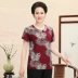 Áo sơ mi nữ trung niên và cao tuổi mùa hè mỏng mẹ áo thun cotton ngắn tay 60-70 tuổi 80 áo sữa mẹ cotton - Quần áo của mẹ áo khoác nữ trung niên Quần áo của mẹ