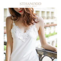 Bigano new sexy sling nightgown summer ice lace slim temptation silk pajamas breathable can be worn outside