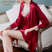 Bigano 2020 new spring and autumn sundress comfortable light sexy lace seduction V-neck nightgown women