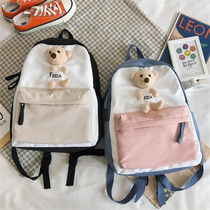 School Bag Girl Han Edition CUHK Child Elementary School Kids Cute Teenage Girl Son Department Double Shoulder Bag Light Waterproof Touristic Supplementary Class Backpack