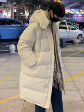 Пуховик мужской 中长款羽绒服男款冬季加厚过膝连帽棉袄青年潮牌鸭绒东北棉衣外套
