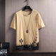 Summer pure cotton ice silk T-shirt men's ins trend short-sleeved half-sleeved T-shirt European and American trendy brand loose men's top clothes