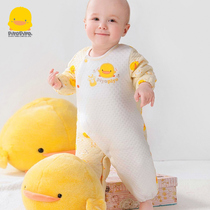 Yellow duckling baby conjunction clothes newborn spring and autumn baby crawling sleeping bag dual use baby clothes winter bottom