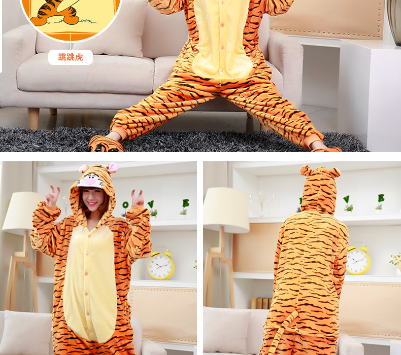 Flannel đàn ông và phụ nữ cặp đôi dễ thương trưởng thành anime khủng long động vật hoạt hình bộ đồ ngủ liền kề mùa thu và mùa đông lông cừu dày đồ ngủ họa tiết phim hoạt hình