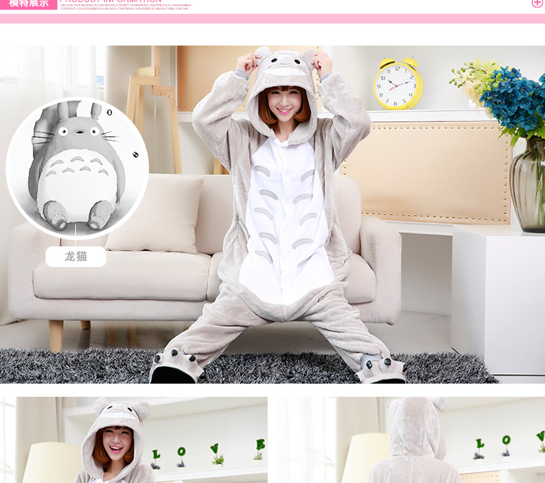 Flannel đàn ông và phụ nữ cặp đôi dễ thương trưởng thành anime khủng long động vật hoạt hình bộ đồ ngủ liền kề mùa thu và mùa đông lông cừu dày đồ ngủ họa tiết phim hoạt hình