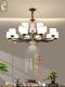 New Chinese-Style Chandelier, All-Copper Living Room Lamp, Simple Dining Room Lamp, Jade Enamel Bedroom Lamp, Elegant Chinese-Style Chandelier