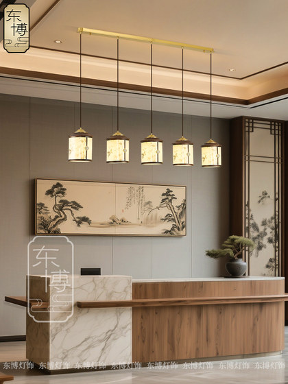 Song-Style Aesthetic Restaurant Chandelier, New Chinese-Style Retro Solid Wood Linear Tea Room Lamp, Study Room, Dining Room, Staircase Lighting Fixtures
