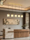 Song-Style Aesthetic Restaurant Chandelier, New Chinese-Style Retro Solid Wood Linear Tea Room Lamp, Study Room, Dining Room, Staircase Lighting Fixtures