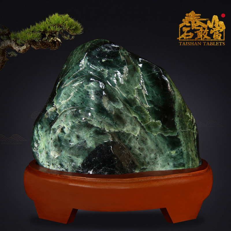 Taishan stone dares to be authentic Taishan ink jade 10 catties natural ink jade original stone indoor study office desktop decoration