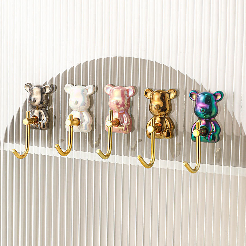 Light Luxury Bear-Shaped Adhesive Hook, No-Drill Sticky Hook for Entryway, Key Holder, Bathroom Towel and Clothes Hook Light Luxury Bear-Shaped Adhesive Hook, No-Drill Sticky Hook for Entryway, Key Holder, Bathroom Towel and Clothes Hook