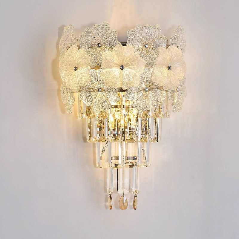 French-Style Light Luxury Bedroom Bedside Lamp with a High-End Feel, 2026 New Crystal Wall Lamp for Living Room Background Wall Decoration Lighting